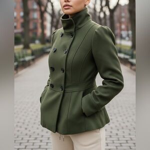 Decree Forest Green Double-Breasted Pea Coat
